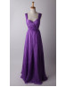 Red Purple Pink Green Backless Chiffon Long Bridesmaid Dress